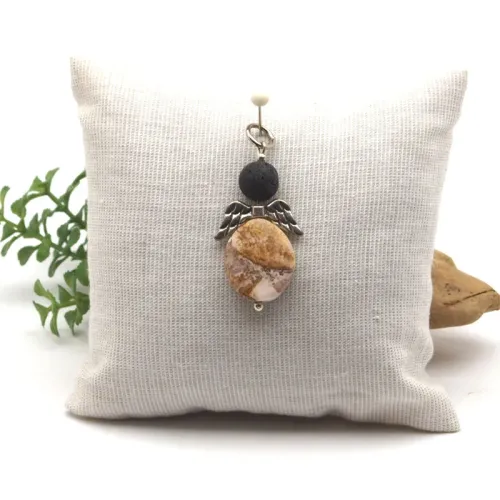 Engel Anhänger Jaspis # 4: mit Lava-Köpfchen